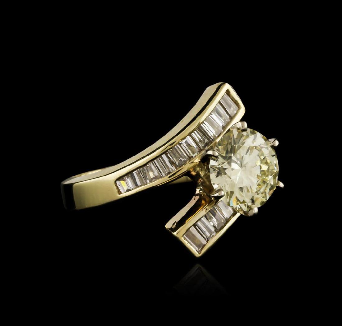 14KT Yellow Gold 2.38 ctw Diamond Ring: One electronically tested 14KT yellow gold ladies cast diamond engagement ring with a bright polish finish. Identified with markings of "14K". Condition is new. Containing: One prong set round brillia