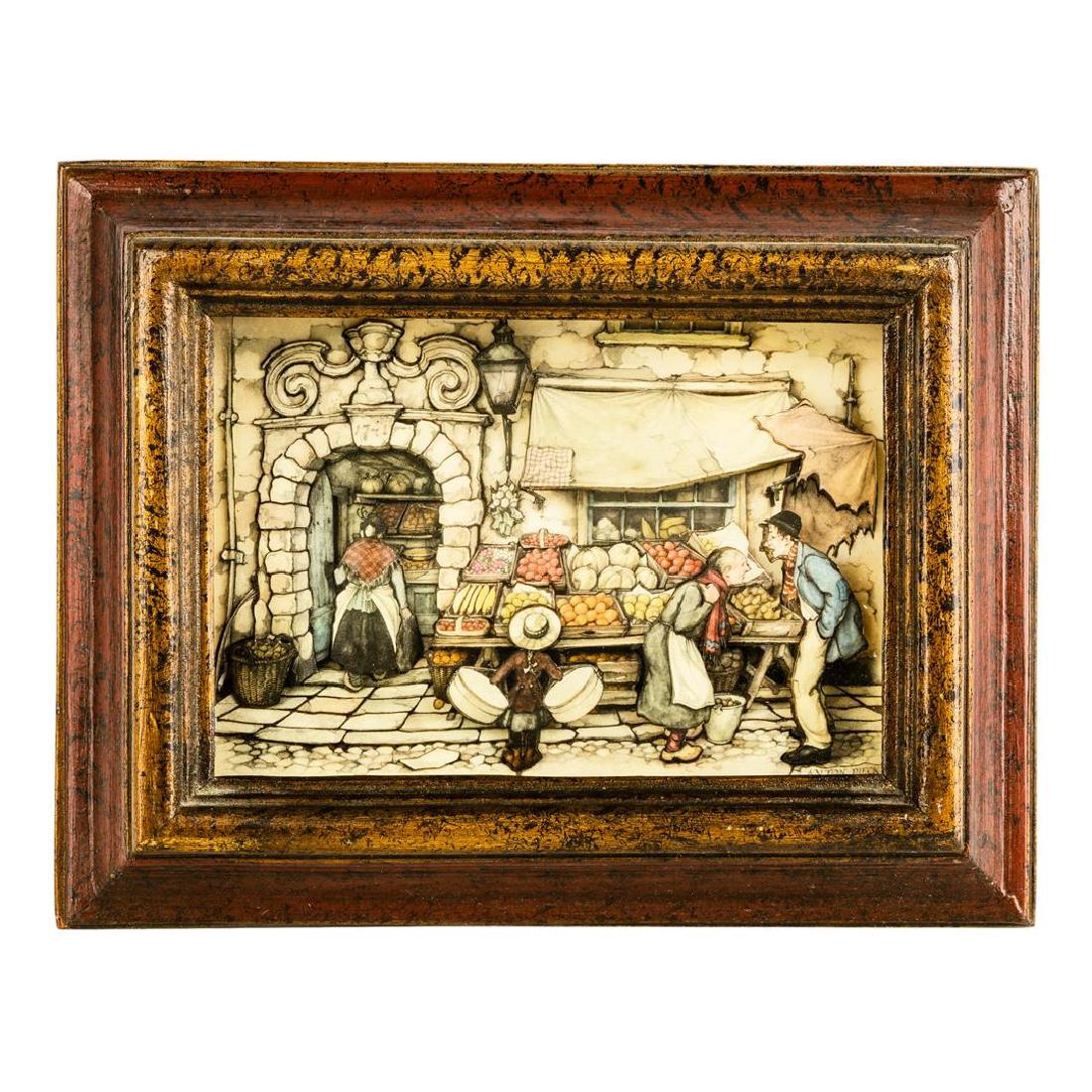 Three Piece Anton Pieck Vintage Shadow Box 3D Art: Collection of three Anton Pieck 3D art prints. Circa 1960 Excellent condition. All framed and under glass. All frames measure approx. 8-9" x 10-11".