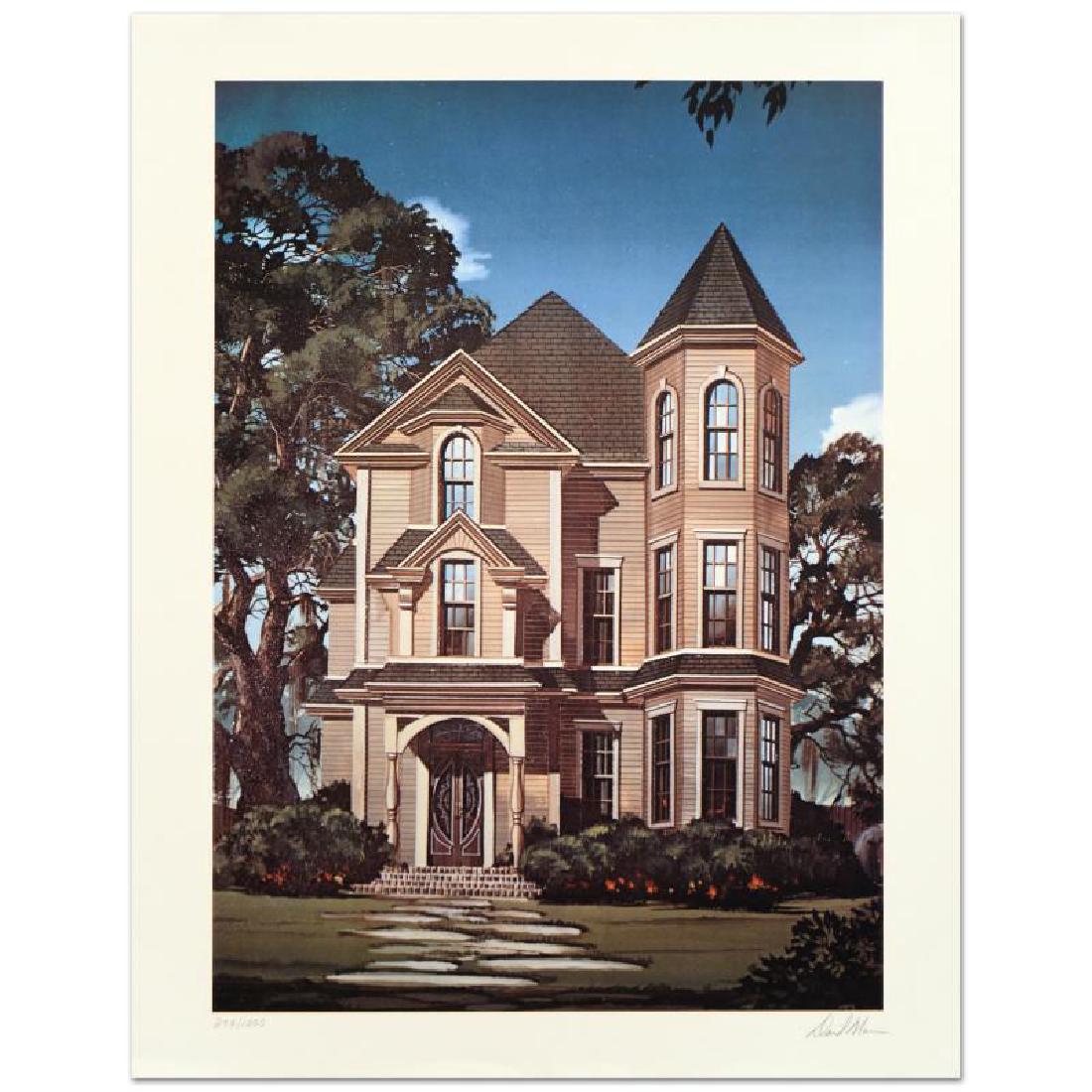 Gothic House by Mann, David: "Gothic House" is a limited edition lithograph on paper by David Mann, numbered and hand signed by the artist! Measures approx. 22.5" x 28.5" (with border); 18" x 25" (image).