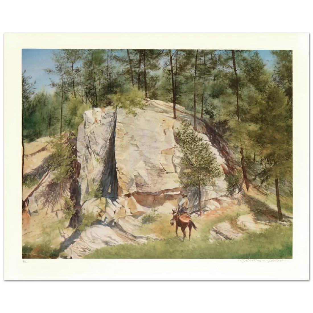 Cleft Rock: "Cleft Rock" is a limited edition lithograph on paper by William Nelson, hand signed by the artist! Measures approx. 29" x 22" (with border); 25" x 18" (image).