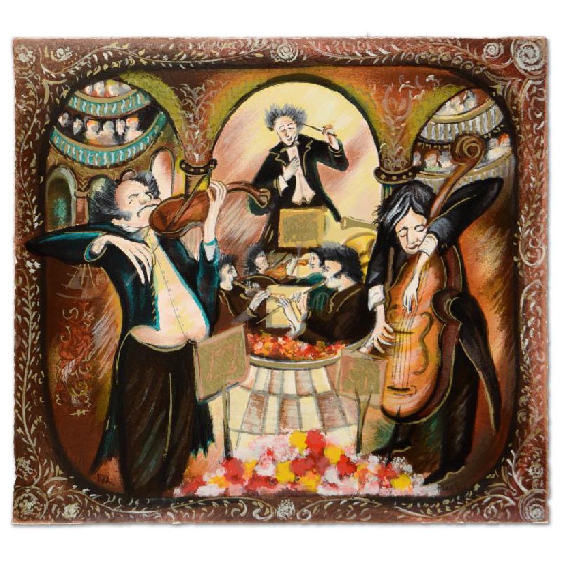 Violin and Cello: "Violin and Cello" is a limited edition serigraph on deckle-edge paper by Yair Dor, numbered and hand signed by the artist! Includes certificate of authenticity! Measures Approx. 14.5" x 13.5" (image)