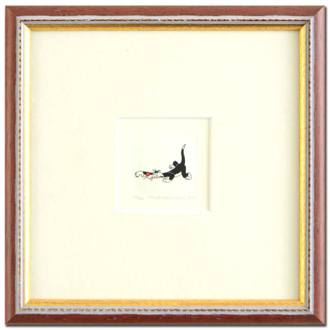Sylvester: "Sylvester" is a limited edition etching on paper with hand-tinted coloring from Warner Bros. (dated 1999) and numbered! This piece is framed. Measures approx. 8.5" x 8.5" (with frame), 1.5" x 1" (eac