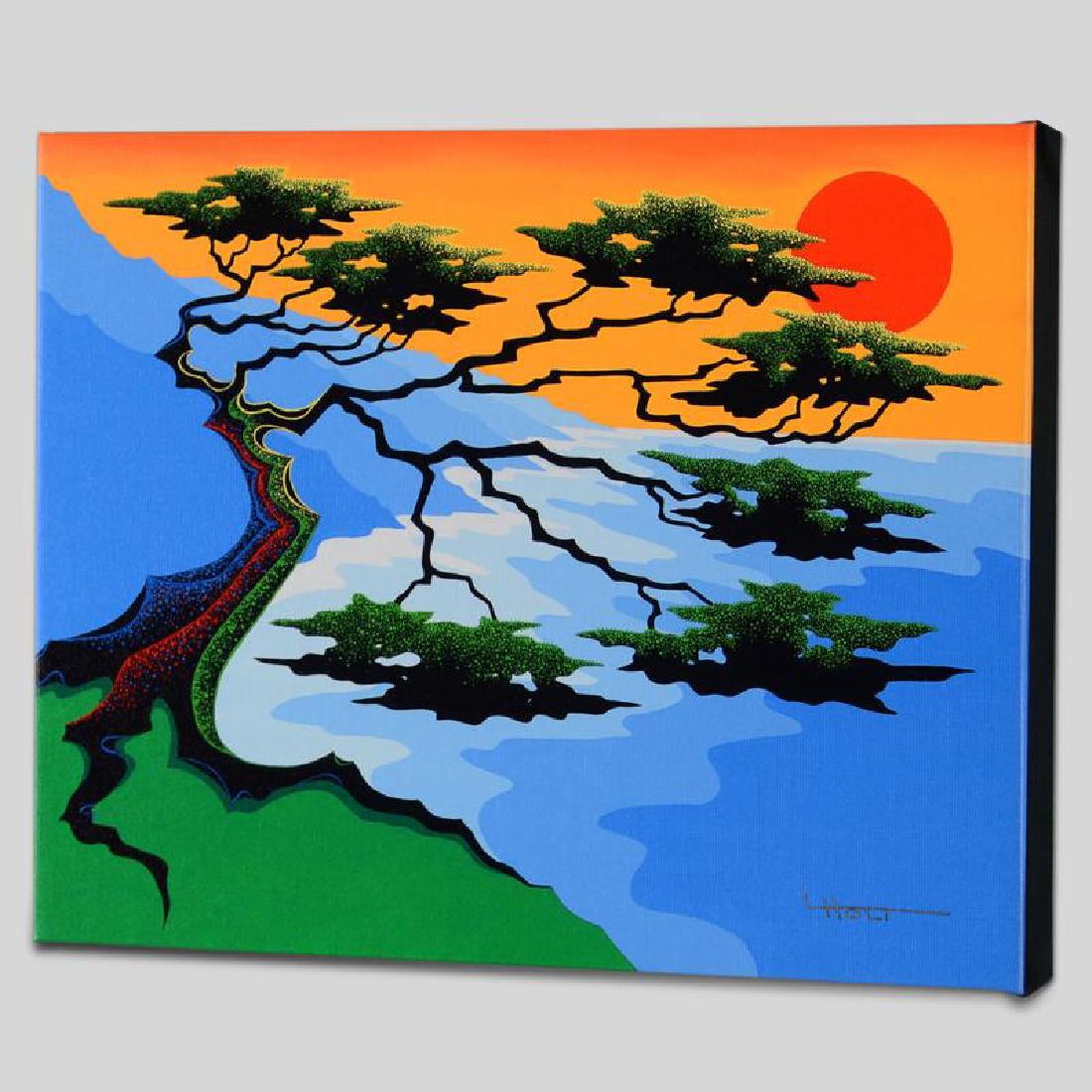 Sunset: Larissa Holt, a student of distinguished artist Eyvind Earle(1916-2000), uses bold colors and breathtaking scenery to create images of Nature in her own unique style. "Sunset" is a limited edition gic