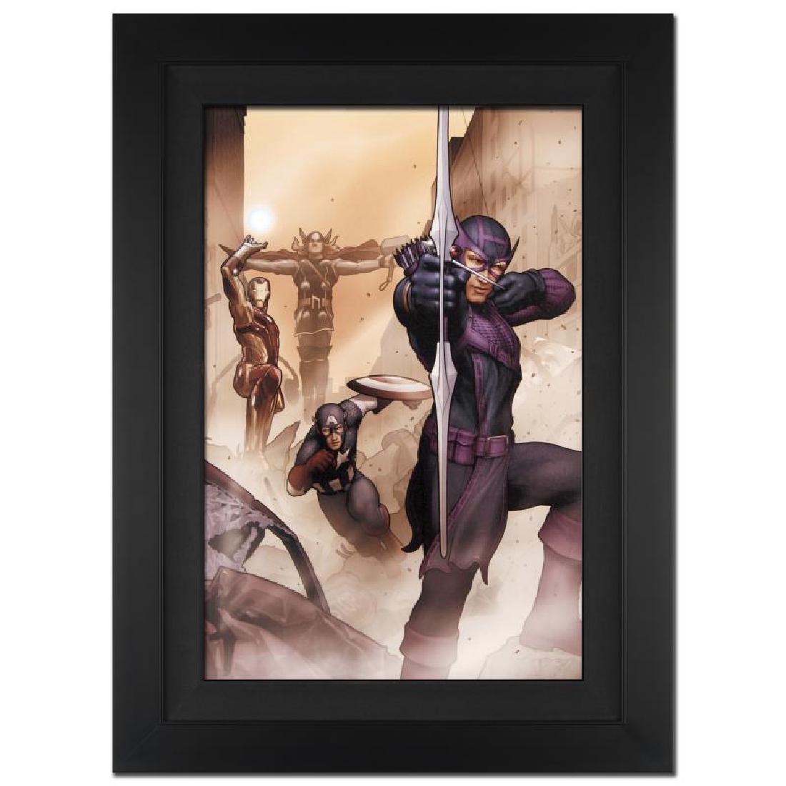 Avengers: Solo #1: A piece of comic book history, this limited edition, from original art by John Tyler Christopher, features Hawkeye with Captain America, Iron Man, and Thor. A cover artist for Marvel, John Tyler Chris