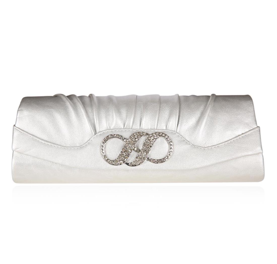 SCP Evening Bag - Beth: A SCP Evening Bag. Silver with detailed embellished design and chain strap.