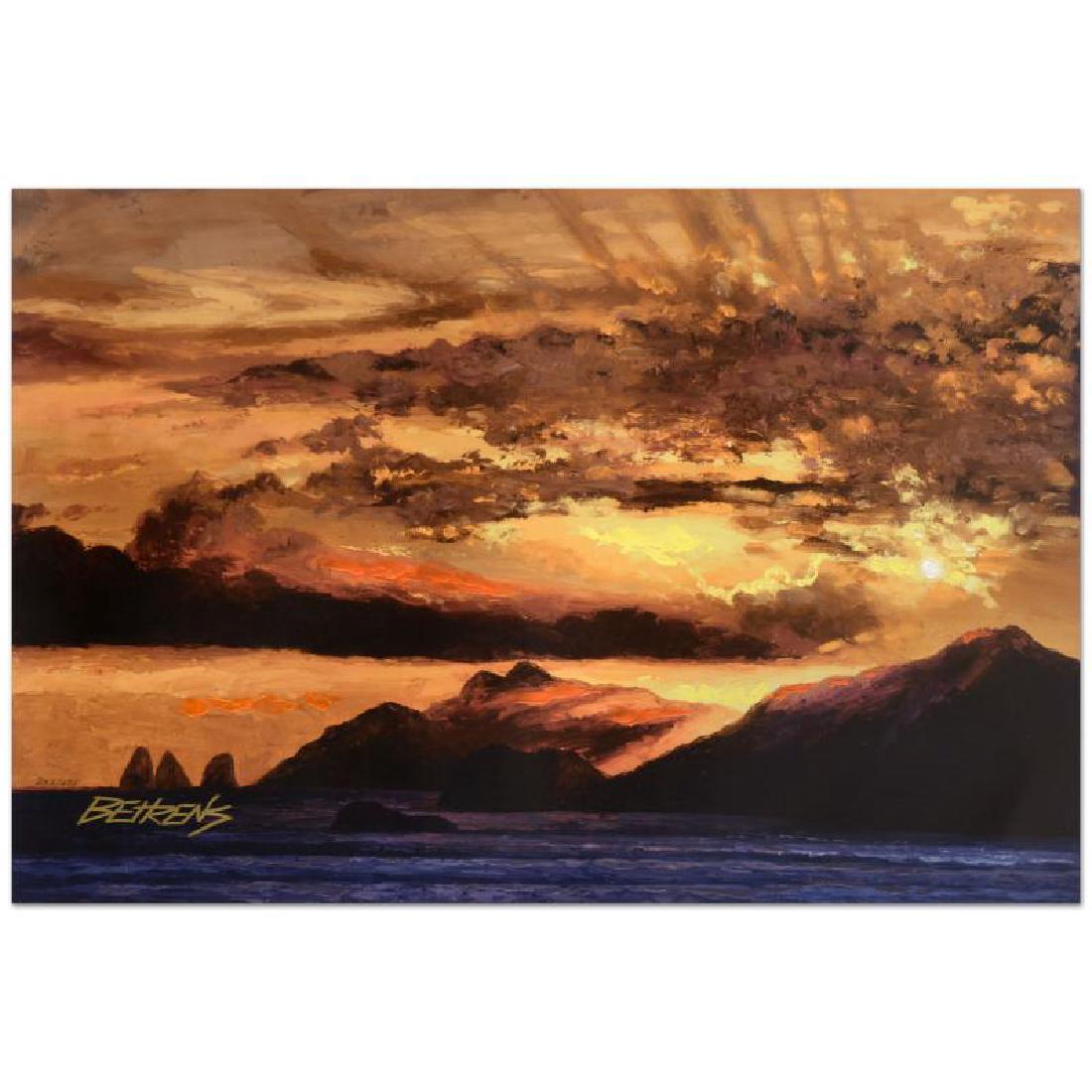 Sunset Over Capri: "Sunset Over Capri" is a limited edition hand embellished giclee on canvas by Howard Behrens (1933-2014), numbered and bearing the artist's authorized signature. Includes Certificate of Authenticity! 