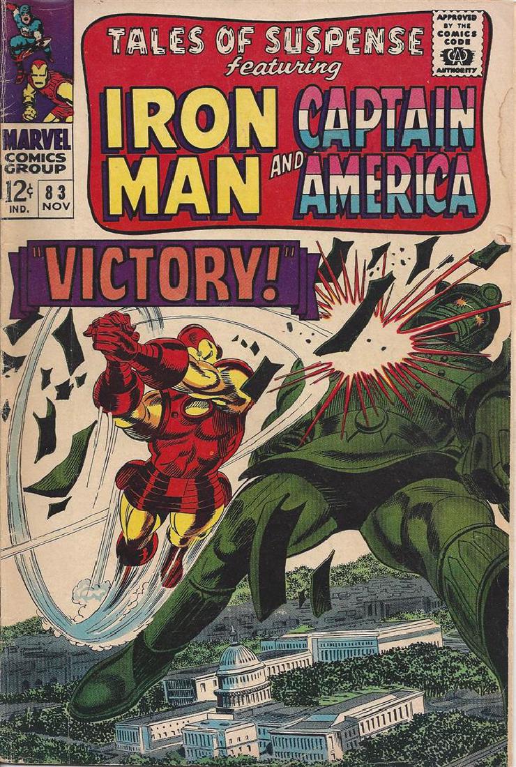 Tales of Suspense featuring Iron Man and Captain: One copy of Tales of Suspense featuring Iron Man and Captain America #83, "Victory!". The comic was written by Stan Lee with art by Gene Colan and Jack Abel.