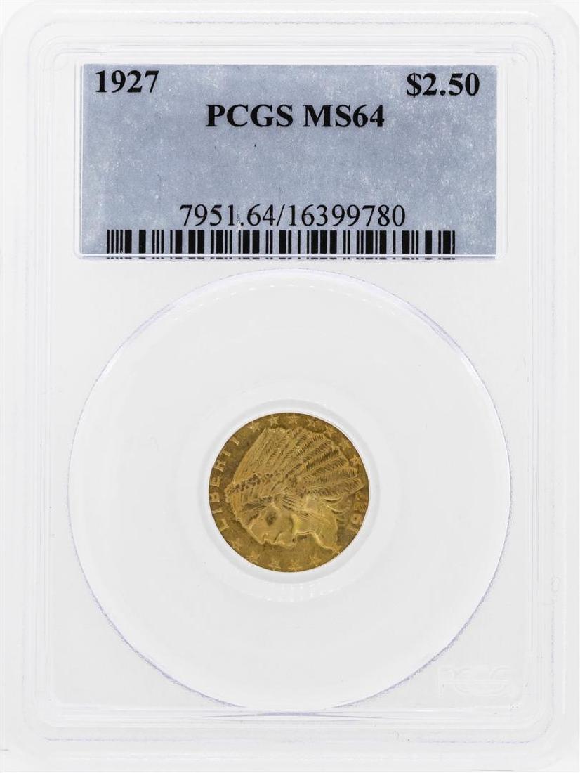 1927 $2 1/2 Indian Head Quarter Eagle Gold Coin PCGS: One 1927 $2 1/2 Indian Head Quarter Eagle Gold Coin PCGS MS64. PCGS Certified.