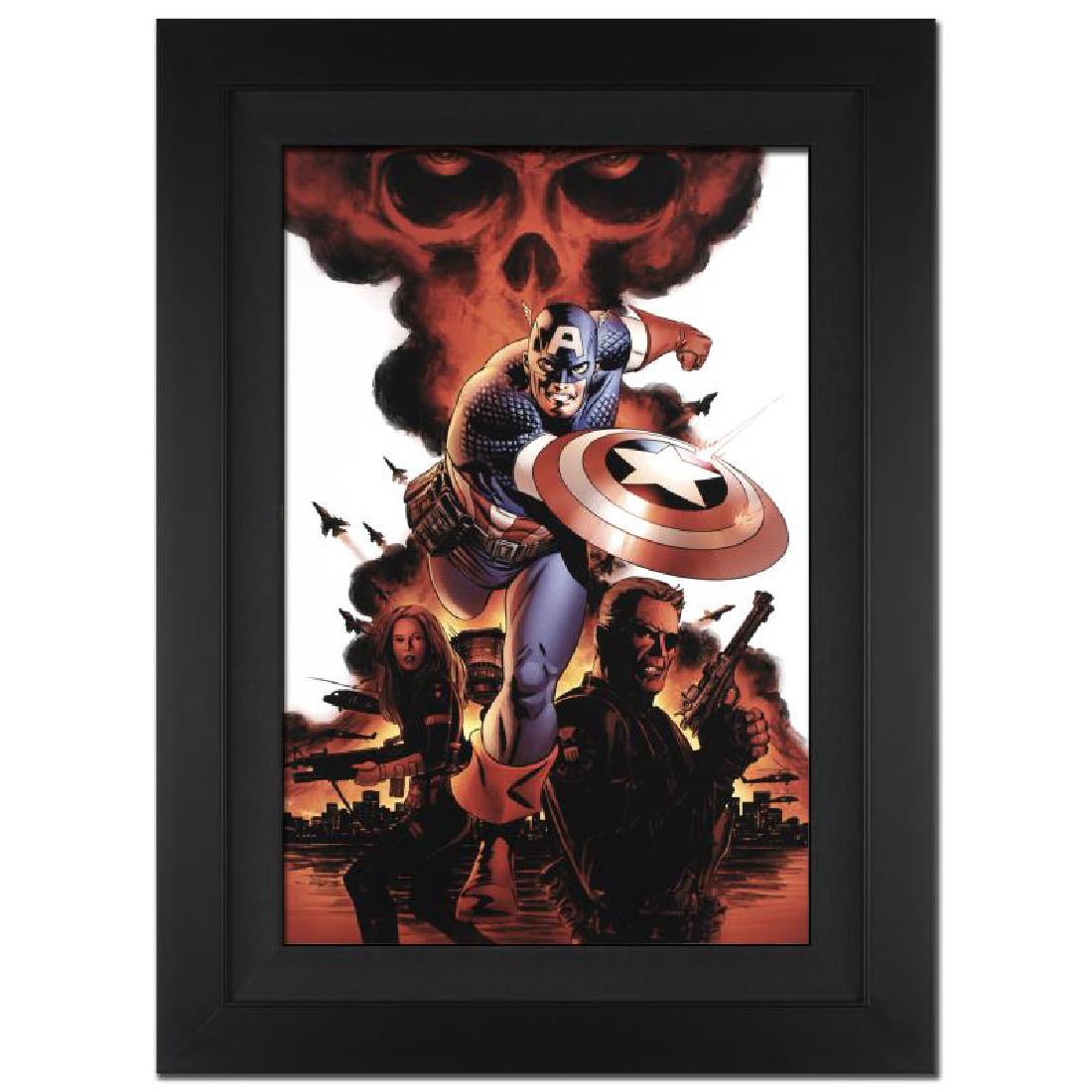 Captain America #1: A piece of comic book history, this limited edition, from original art by Steve Epting, depicts an action packed scenes starring Captain America, Nick Fury and Black Widow. Steve Epting began working 