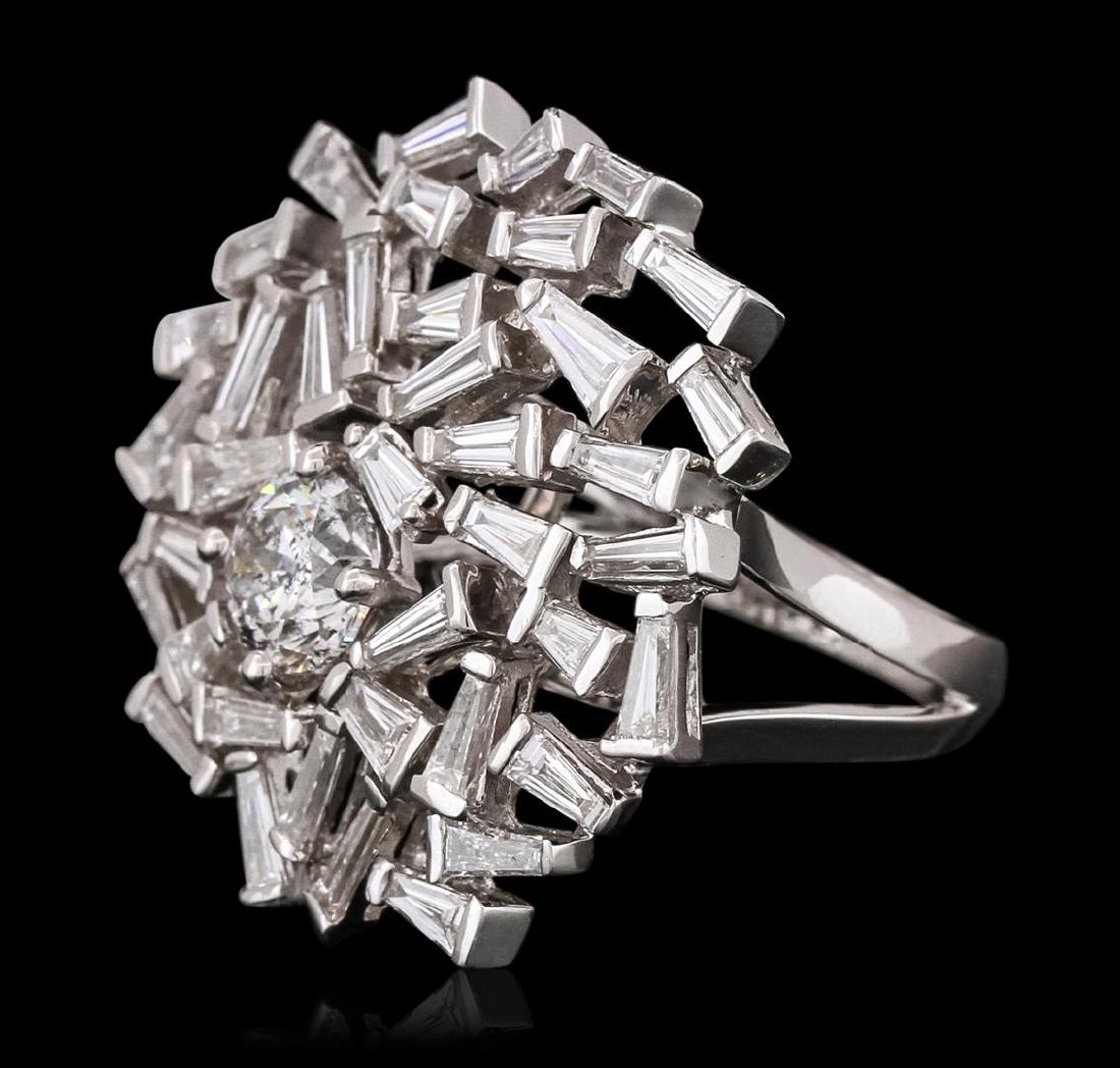 18KT White Gold 3.58 ctw Diamond Ring: One electronically tested 18KT white gold ladies combination cast & assembled diamond ring with a bright polish finish. Identified with markings of "18K". Condition is new. Containing: One prong set r