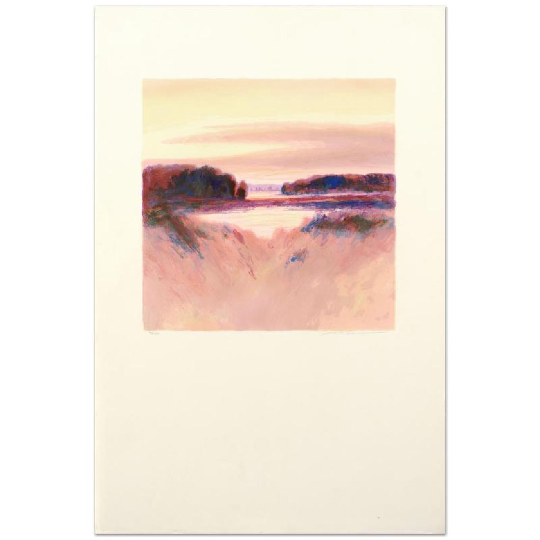 Daybreak Vista II: "Daybreak Vista II" is a limited edition offset lithograph on paper by Peter Pettegrew, Numbered and hand signed by the artist! Measures approx. 19.5" x 29" (with border), 14" x 14" (image).