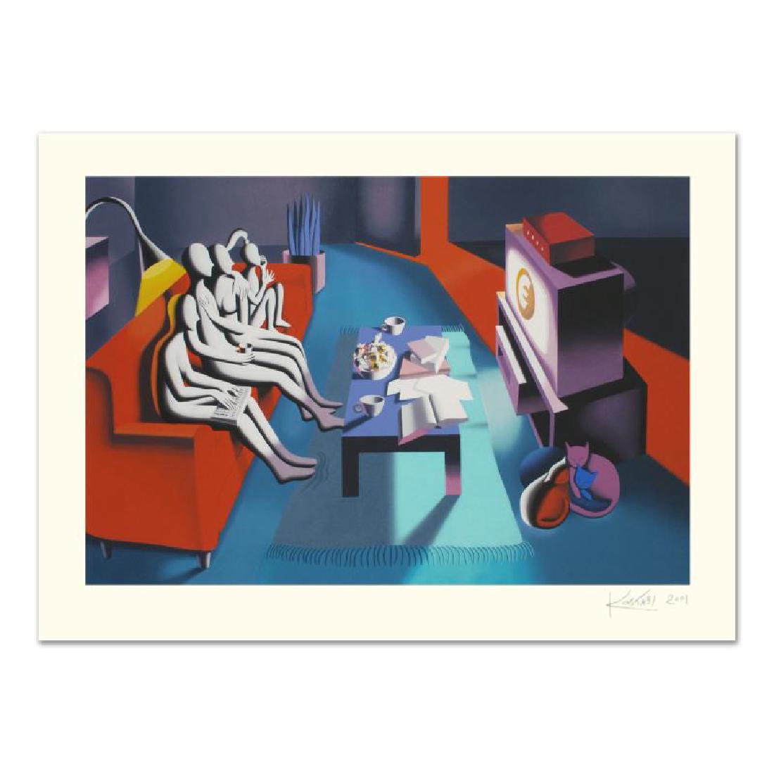 Einstein Family: "Einstein Family" is a limited edition serigraph on paper, numbered and hand signed by Kostabi. Includes Certificate of Authenticity! Measures approx. 43" x 31.5" (with border), 37.5" x 25" (image).