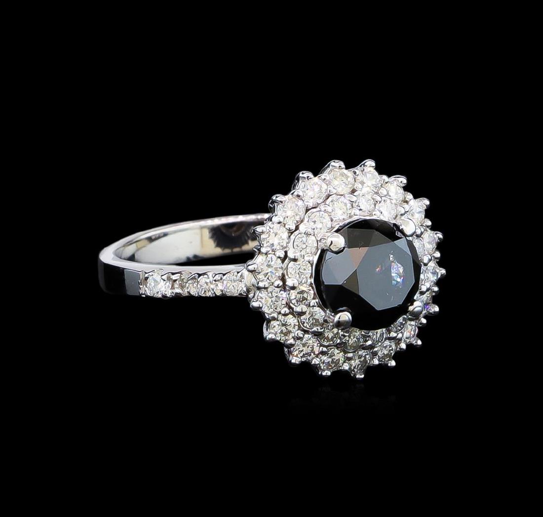 2.10 ctw Black and White Diamond Ring - 14KT White Gold: One ring featuring: 14KT white gold weighing 3.84 grams containing one black diamond weighing 1.45ct and diamonds weighing 0.65ctw.