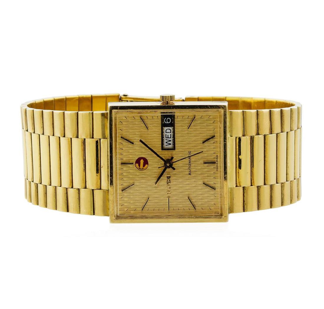 Rado Vintage Men's Wristwatch - 18KT Yellow Gold: Case Number 237761, Movemnet Number 2836-1. One vintage Rado 18KT yellow gold wristwatch electronically tested, Case: 28 x 28mm square, Case Back: engraved with the manufacturer's name, logo, and ID n