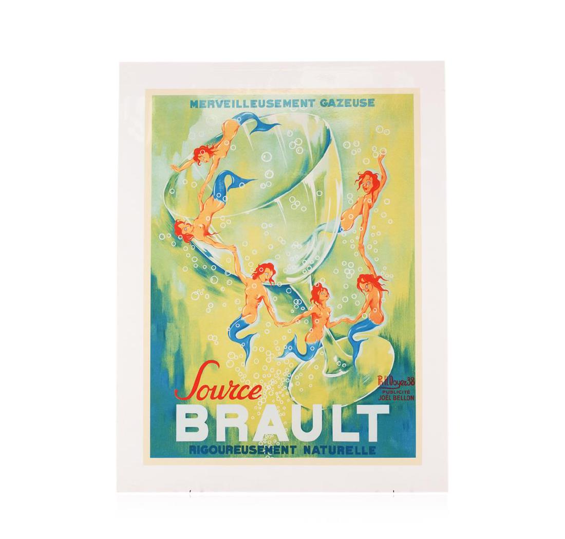 Source Brault by Noyer: Source Brault: Long before Perrier and Pellegrino, sparkling water looked like it did on this advertising poster from the turn of the 20th Century. Designed by Noyer, and featured in clubs and cabaret