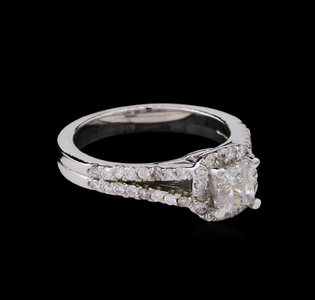 1.23 ctw Diamond Ring - 14KT White Gold: One electronically tested 14KT white gold lady's cast wedding ring with a split shank with a bright polish finish. The featured lady's ring has a shank measuring 3.02 millimeters wide. Identified with