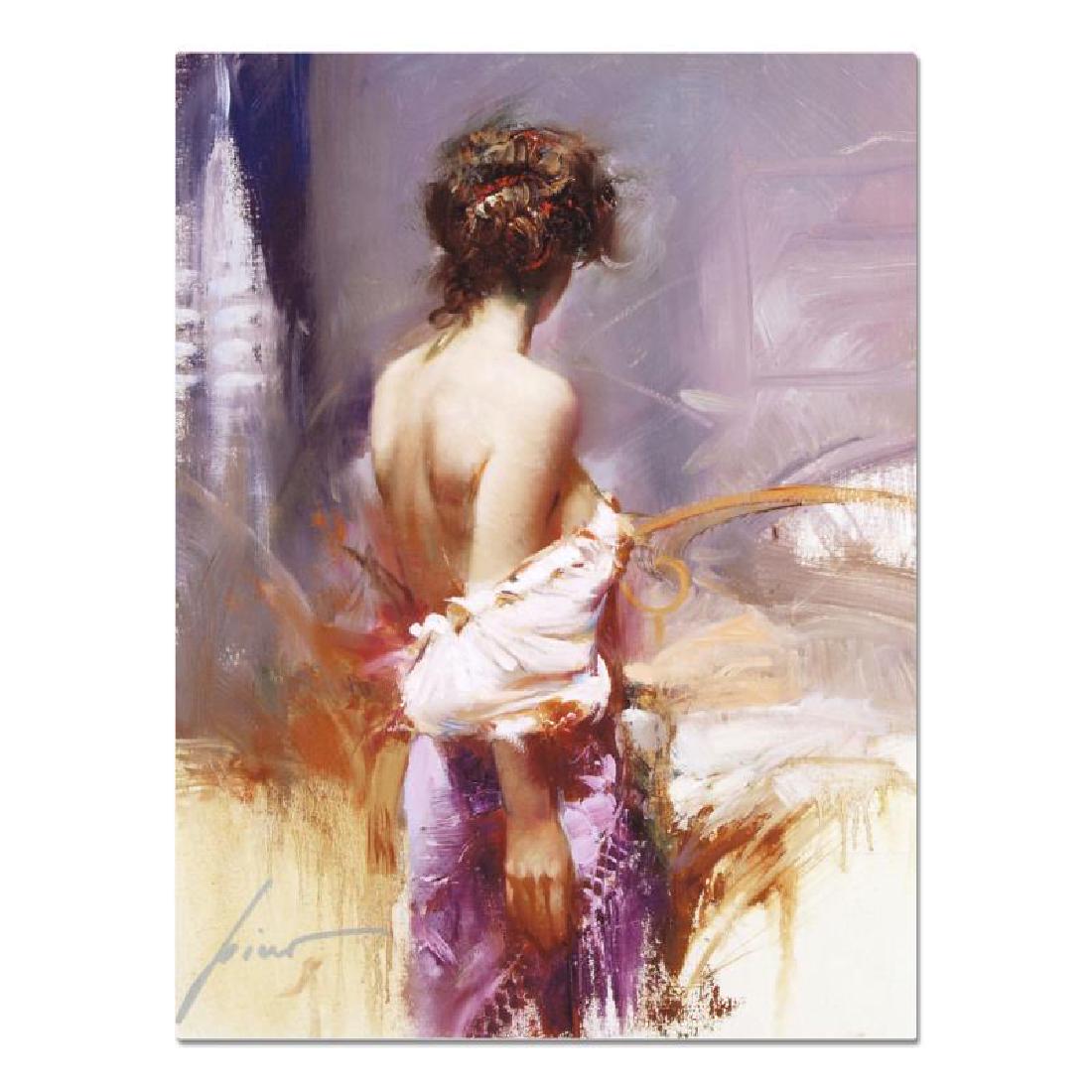 Twilight by Pino (1939-2010): "Twilight" is a limited edition giclee on stretched canvas that has been hand-embellished by Pino himself, AP Numbered and Hand signed by Pino (1939-2010). Includes Certificate of Authenticity. Measur