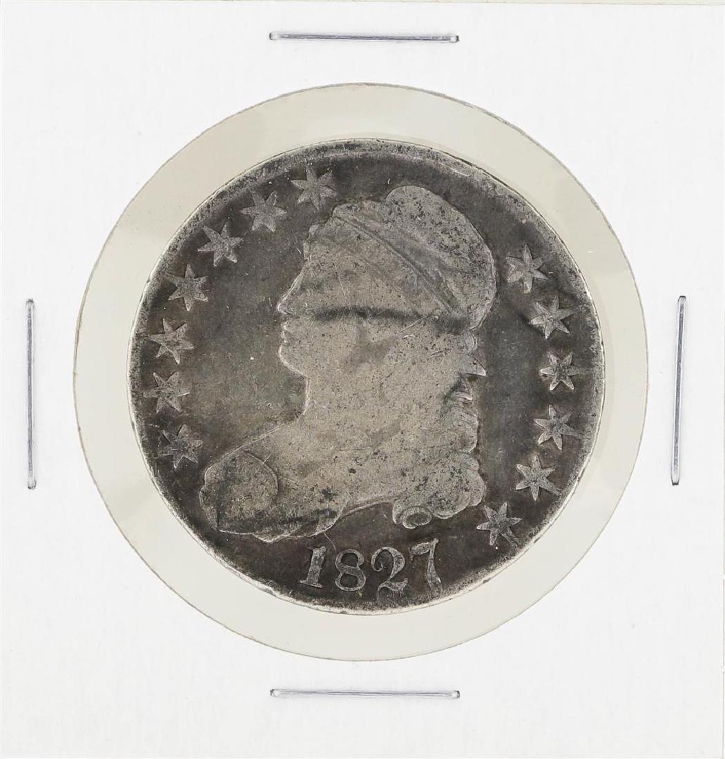 1827 Capped Bust Half Dollar Coin: One 1827 Capped Bust Half Dollar Coin.