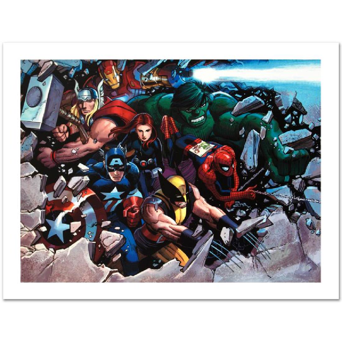 Son of Marvel: Reading Chronology by Stan Lee - Marvel: A piece of comic book history, this limited edition, from original art by John Romita Jr., depicts Thor, Captain America, Iron Man, Black Widow, Wolverine, Hulk and Spider-Man. John Romita Jr. began h