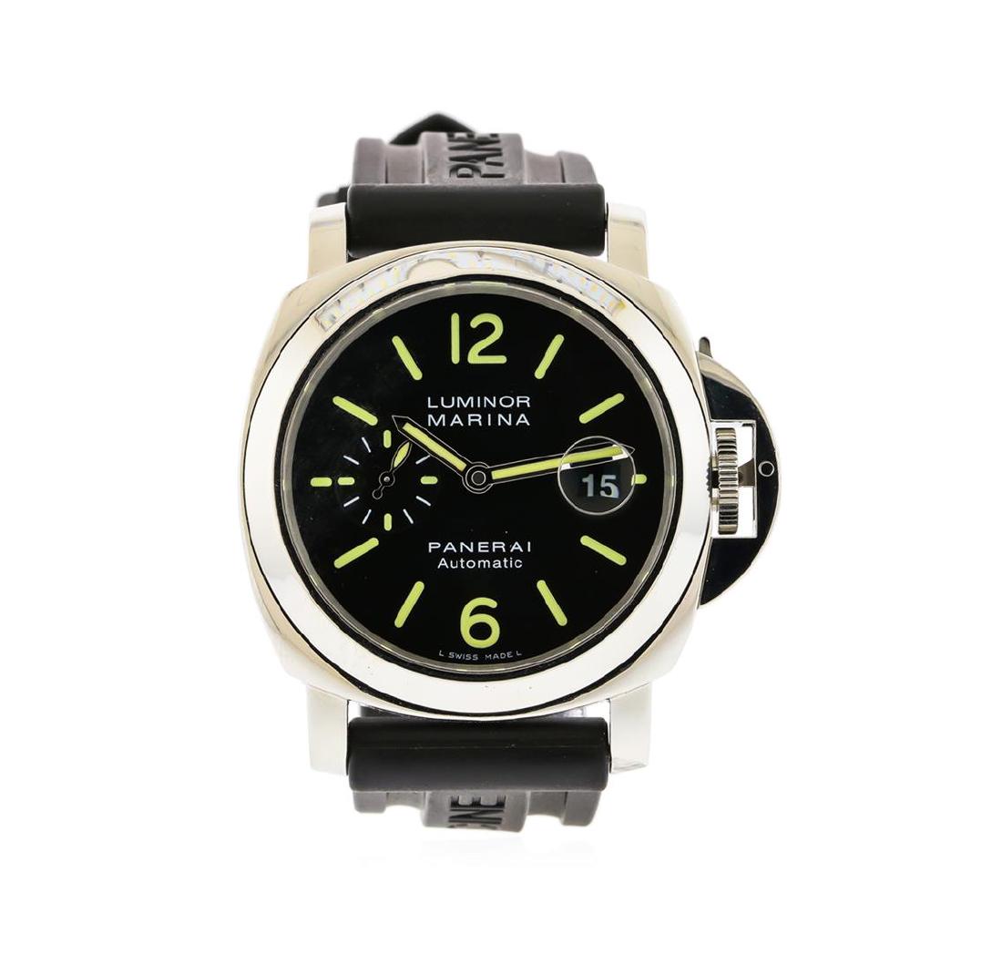 Panerai Stainless Steel Luminor Marina Watch: One, Panerai Luminor Marina wristwatch electronically tested stainless steel, Case: 44mm, water resistant to 300 meters/ 1000 feet, Case Back: engraved with the manufacturers name and information, Fix