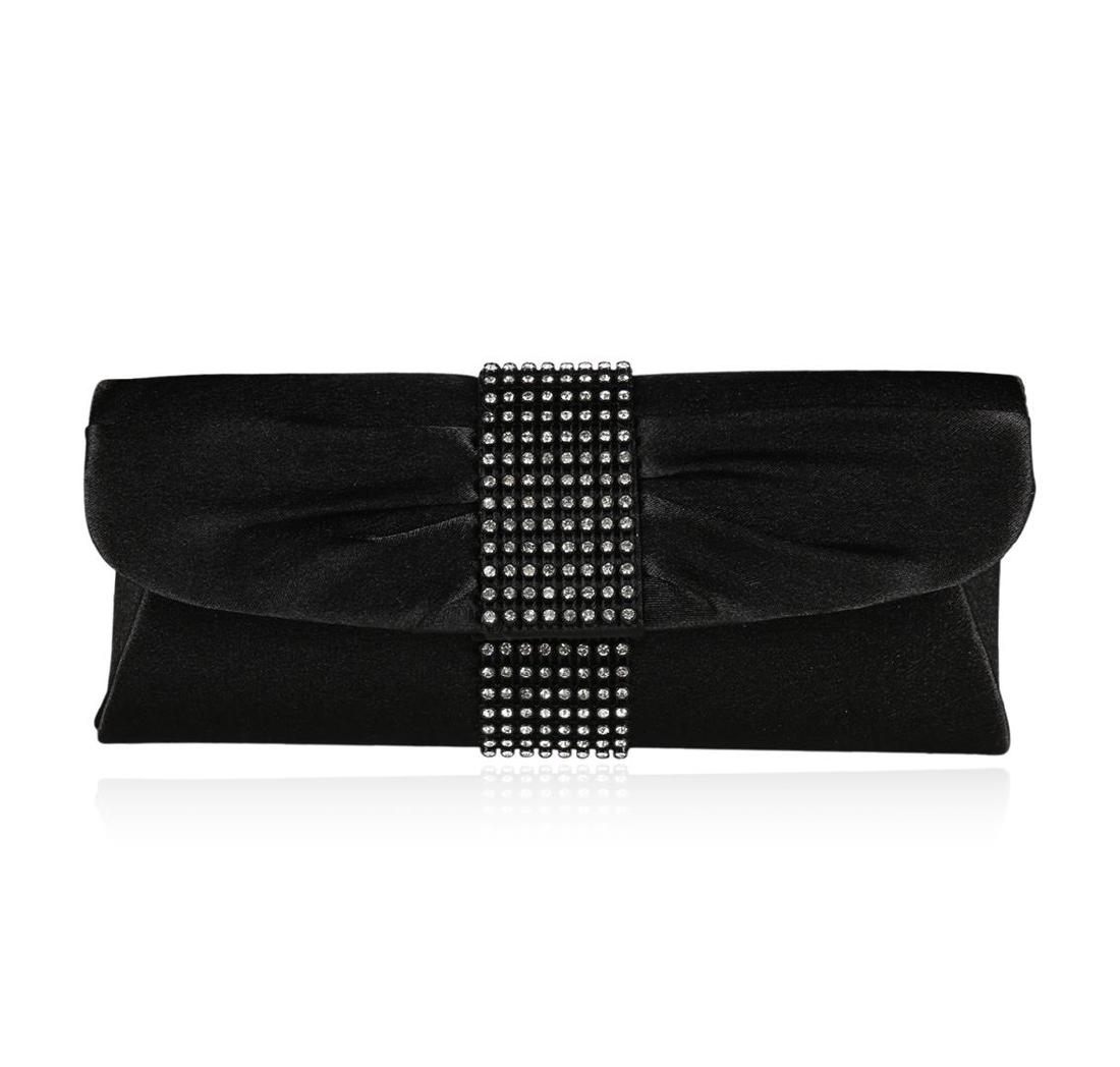 SCP Evening Bag - Lucy: A SCP Evening Bag. Black Clutch with embellishments and chain carry strap.