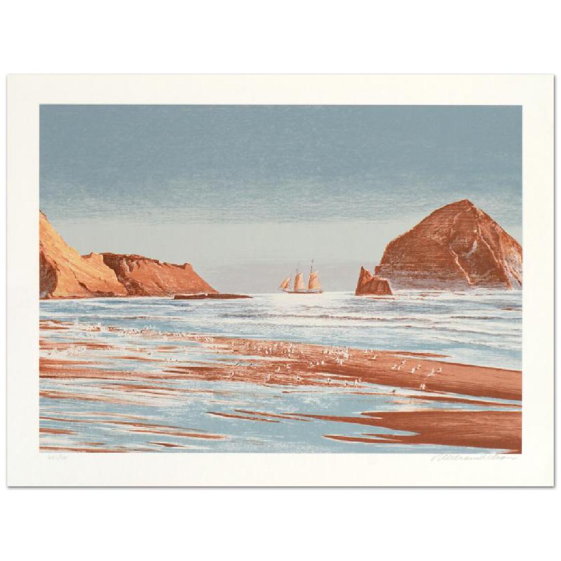 Sailing The Coast by Nelson, William: "Sailing The Coast" is a limited edition serigraph on paper by William Nelson, numbered and hand signed by the artist! Measures approx. 28.5" x 21.5" (with border); 25" x 18" (image).