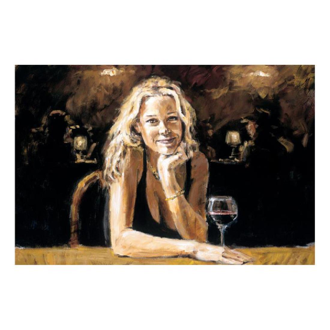 First Blonde by Perez, Fabian: "First Blonde" is a hand embellished limited edition giclee on stretched canvas by Fabian Perez. The piece is numbered and hand signed by the artist and comes with a Certificate of Authenticity. Measu