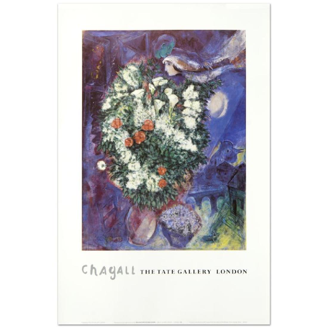 Bouquet with Flying Lover by Chagall (1887-1985): "Bouquet with Flying Lover" is a fine art poster by Marc Chagall (1887-1985)! Measures approx. 20" x 30" (with border), 15" x 24" (image). Please allow 5 additional business for items that include can