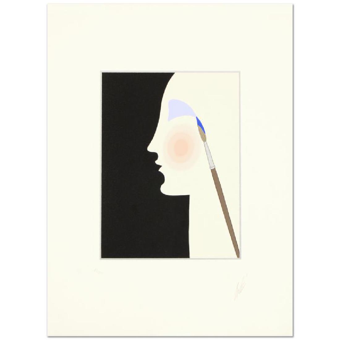 Cosmetic Brush by Erte (1892-1990): "Cosmetic Brush" is a limited edition serigraph on paper by Erte (1892-1990), numbered and hand signed by the artist. Includes Certificate of Authenticity. Measures approx. 15.5" x 20" (border), 9" x