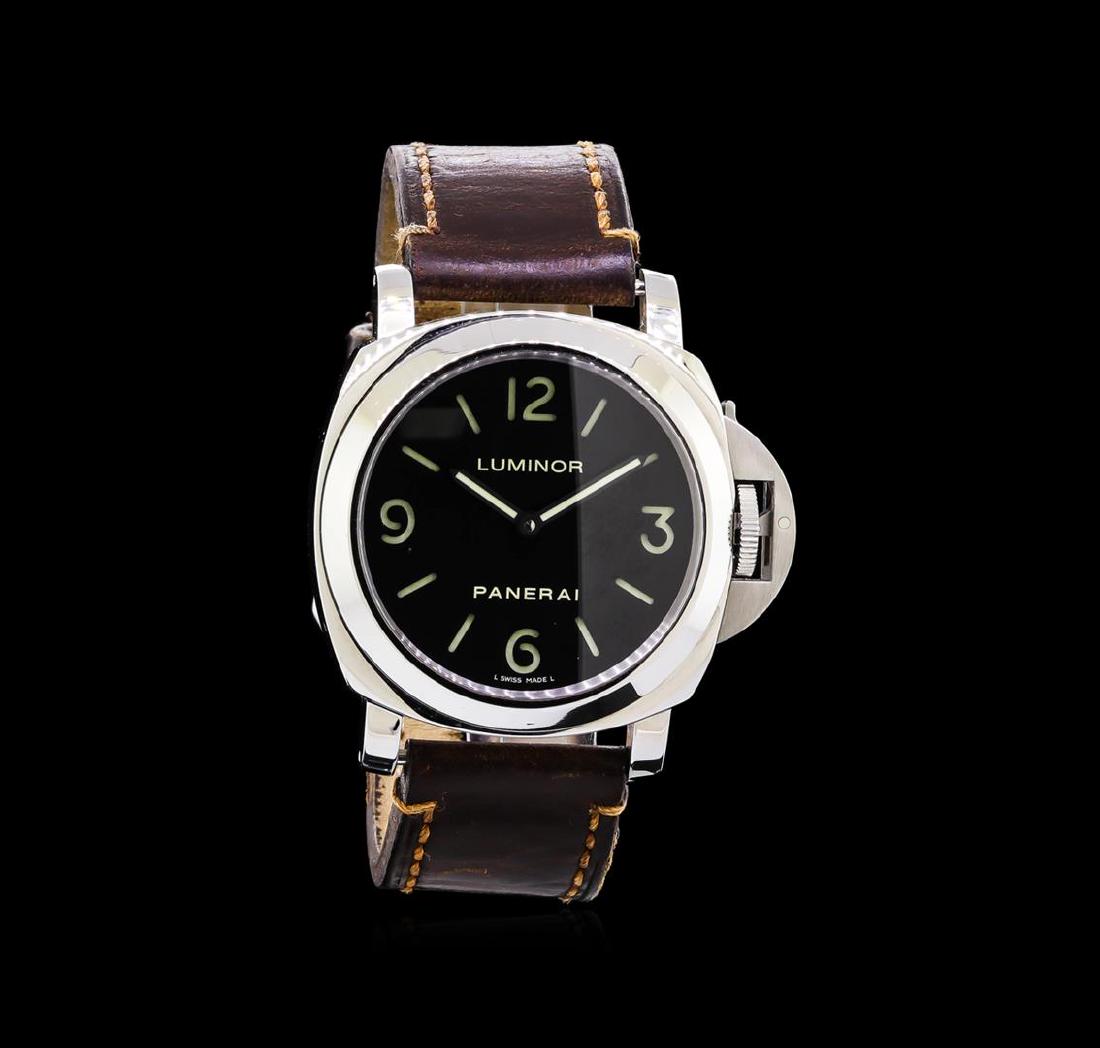 Panerai Stainless Steel Luminor Base Watch: One, Panerai Luminor Base wristwatch electronically tested stainless steel, Case: 44mm, Water Resistant 100 meters / 330 feet, Exhibition Case Back: sapphire lens, Case Back Frame: engraved with the m