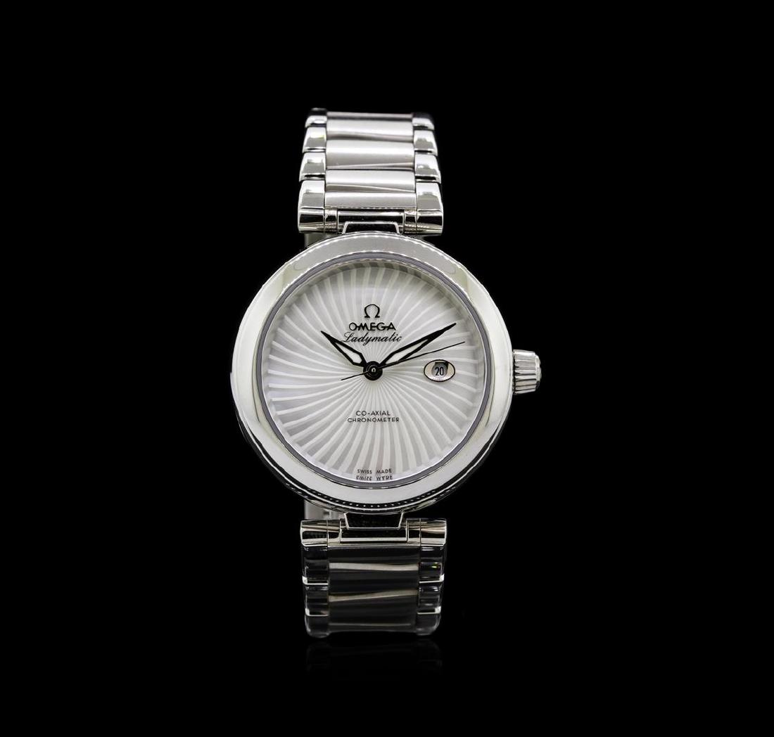 Omega Stainless Steel Deville Co-Axial Ladymatic Watch: One, Omega Deville Ladymatic wristwatch electronically tested Stainless Steel, Case: 34mm diameter, Water Resistant: 100 meters / 330 feet, Exhibition Case Back: synthetic sapphire widow framed by sta