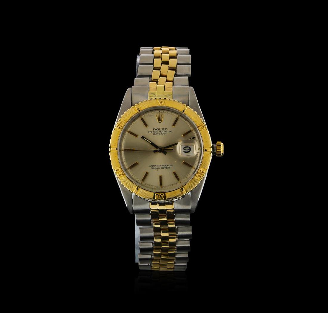 Rolex Two-Tone DateJust Thunderbird Vintage Wristwatch: One, Rolex two-tone DateJust Thunderbird wristwatch electronically tested, Circa: 1958, Stainless Steel Case: 35mm oyster, 14KT yellow gold Crown: twinlock with logo, 14KT yellow gold Bezel: Thunderbi