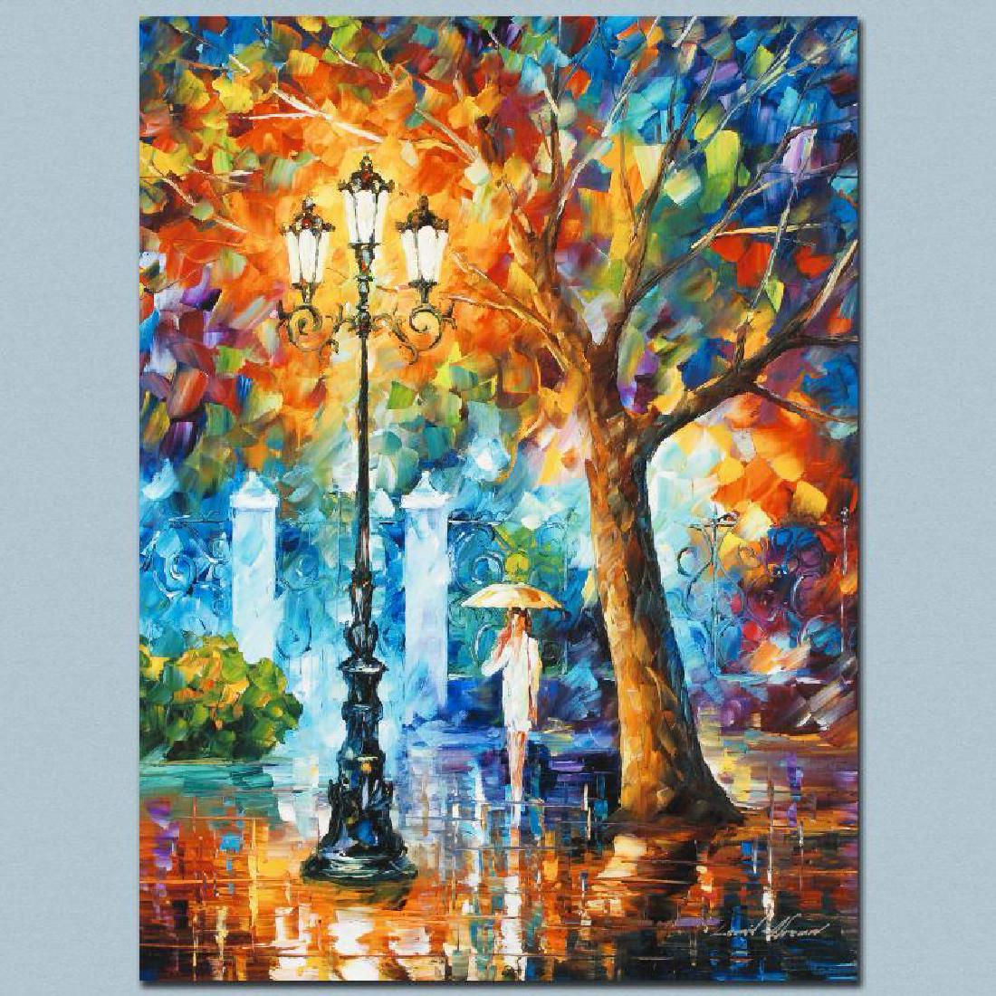 Night Aura by Afremov, Leonid: Leonid Afremov's masterful use of color and texture make his paintings unique collectibles that are sure to brighten any wall. "Night Aura" is a limited edition giclee on canvas. The piece is numbered