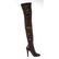 Chanel Black Leather Thigh-High Pearl Heel Boots Heels - 6