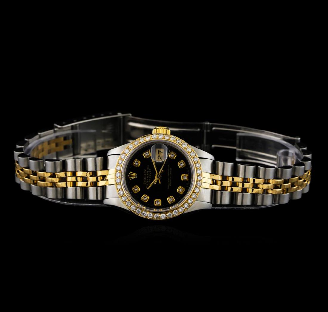 Rolex 18KT Two-Tone Diamond DateJust Ladies Watch: One ladies, hand crafted & machine milled Rolex DateJust Model wristwatch electronically tested, Stainless Steel Case: 26mm oyster, 18KT Yellow gold Crown: twinlock with Rolex logo, non-factory Custom