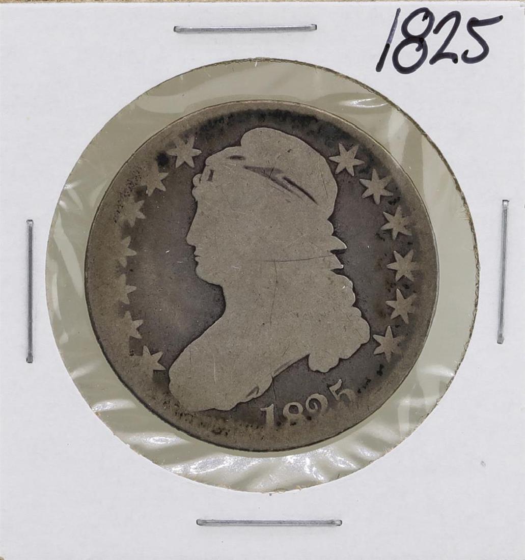 1825 Capped Bust Half Dollar Coin: One 1825 Capped Bust Half Dollar Coin.