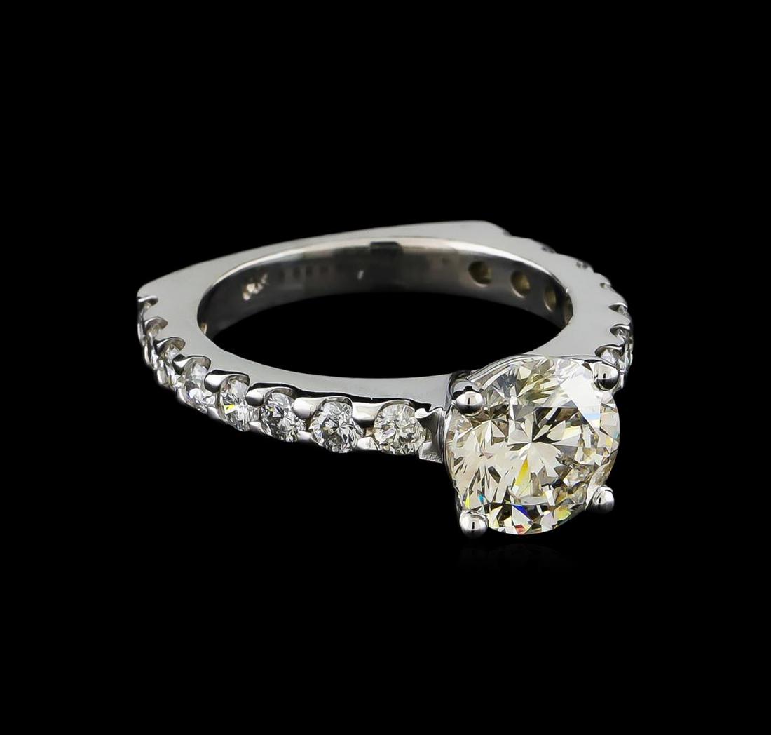 EGL Cert 3.49 ctw Diamond Ring - 14KT White Gold: One electronically tested 14KT white gold lady's cast wedding ring with a European shank with a bright polish finish. The featured lady's ring has a shank measuring 2.89 millimeters wide. Identified w