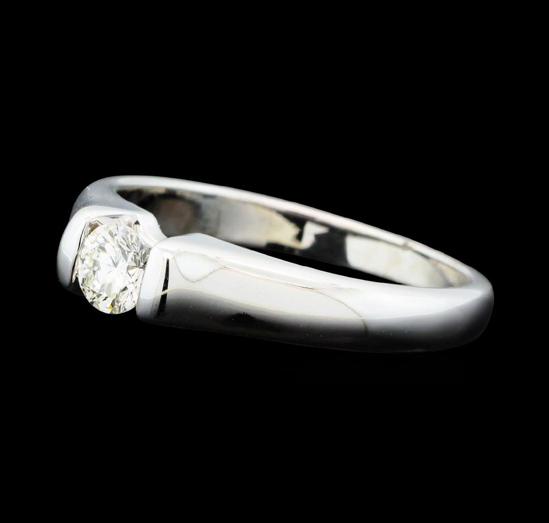 0.30 ctw Diamond Solitaire Ring - 14KT White Gold: One ring featuring: 14KT white gold weighing 3.63 grams containing one center diamonds weighing 0.30ct.