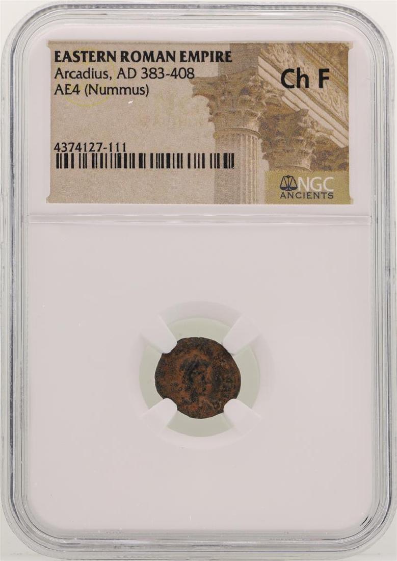 Arcadius 383-408 AD Ancient Eastern Roman Empire NGC Ch: One Arcadius 383-408 AD Ancient Eastern Roman Empire NGC Ch F. NGC Certified.