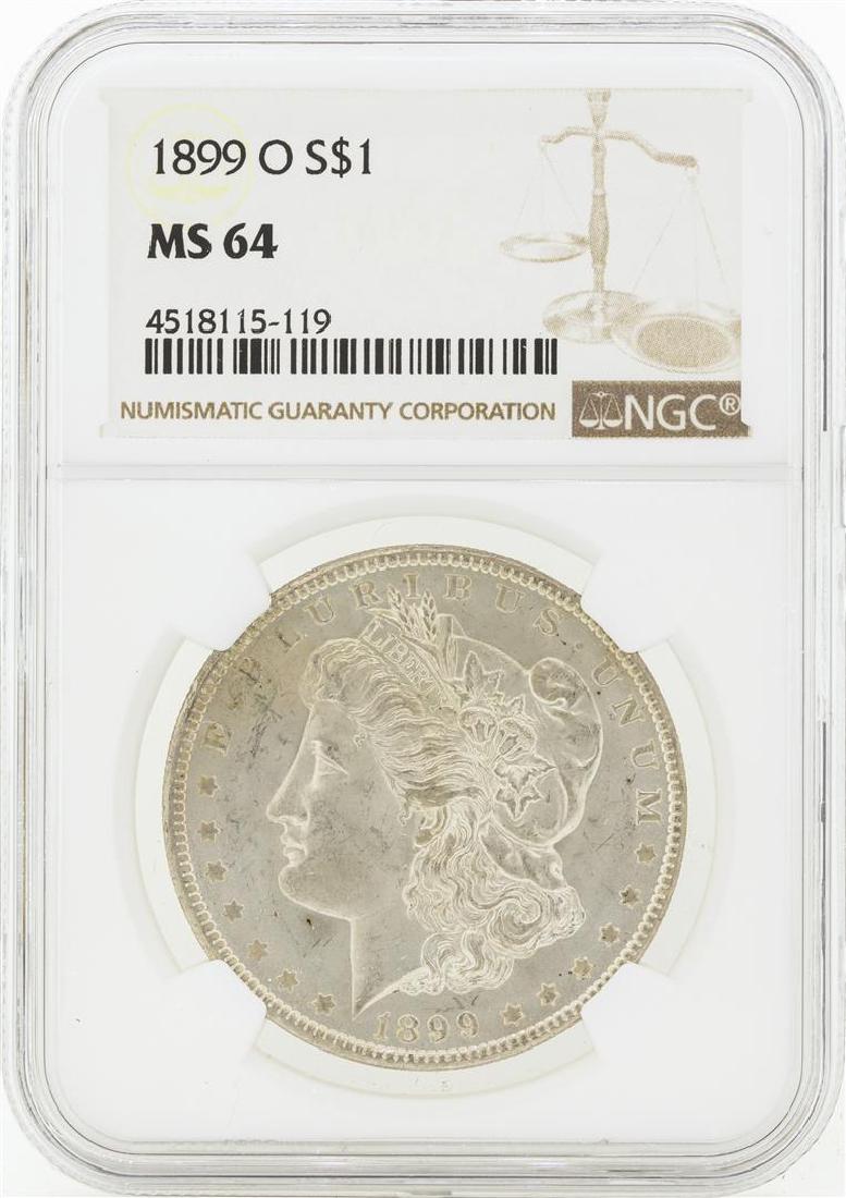 1899-O MS64 NGC Morgan Silver Dollar: One 1899 MS64 NGC Morgan Silver Dollar NGC Certified.