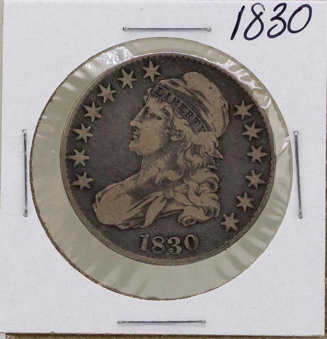 1830 Capped Bust Half Dollar Coin: One 1830 Capped Bust Half Dollar Coin.