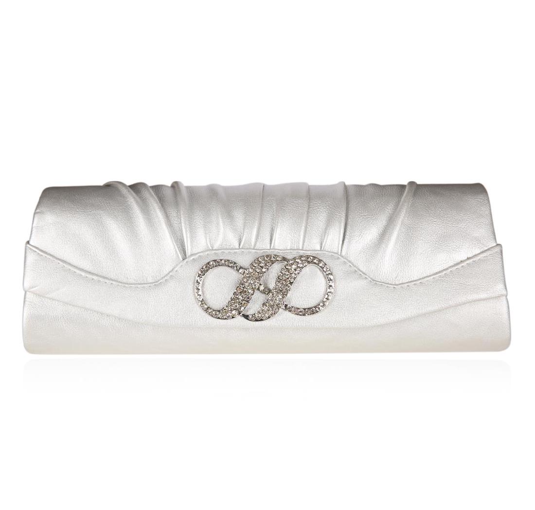 SCP Evening Bag - Beth: A SCP Evening Bag. Silver with detailed embellished design and chain strap.
