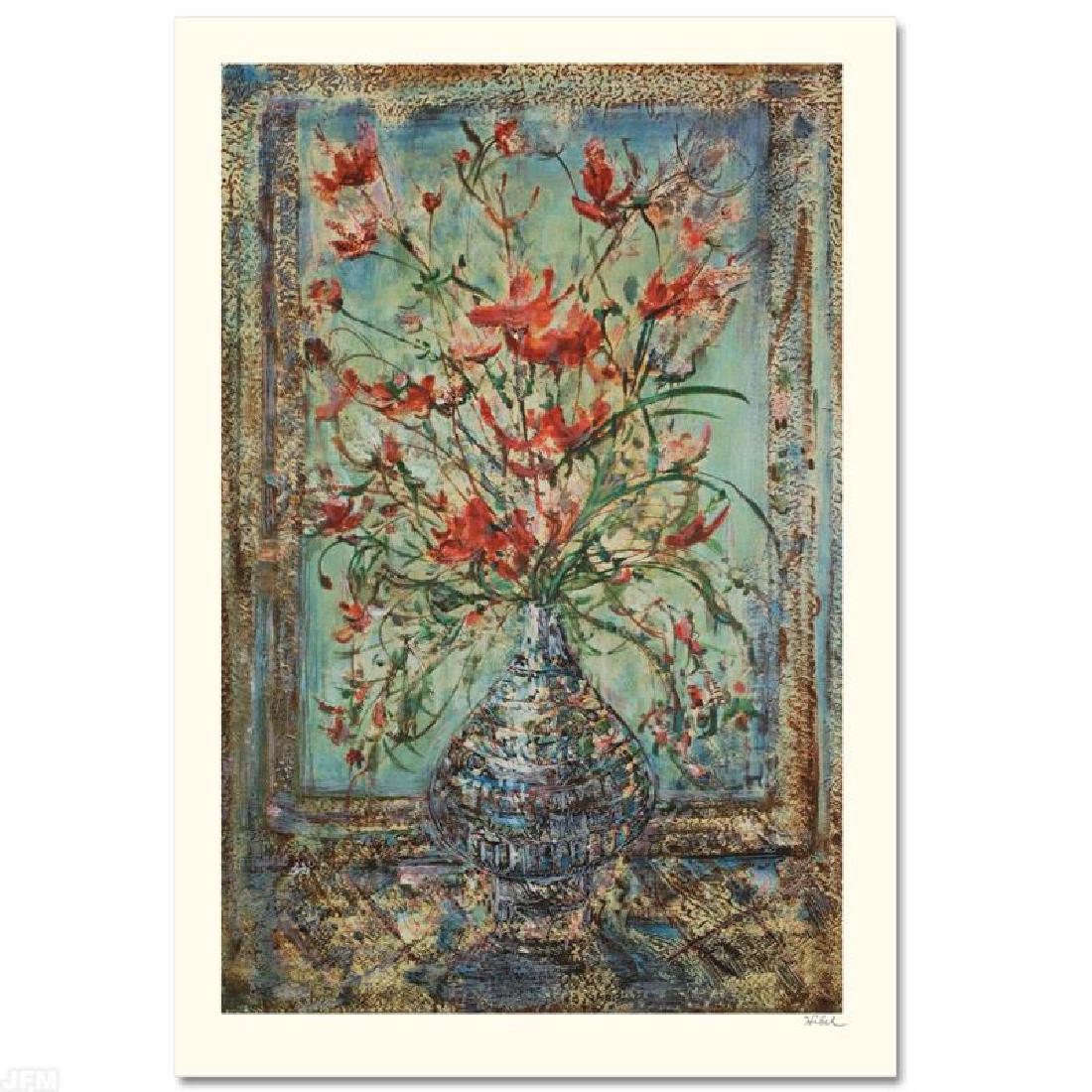Reflections by Hibel (1917-2014): "Reflections" is a limited edition serigraph on paper, numbered and hand signed by Edna Hibel (1917-2014). Includes Certificate of Authenticity! Measures approx. 20" x 29.5" (with border), 17" x 26" (