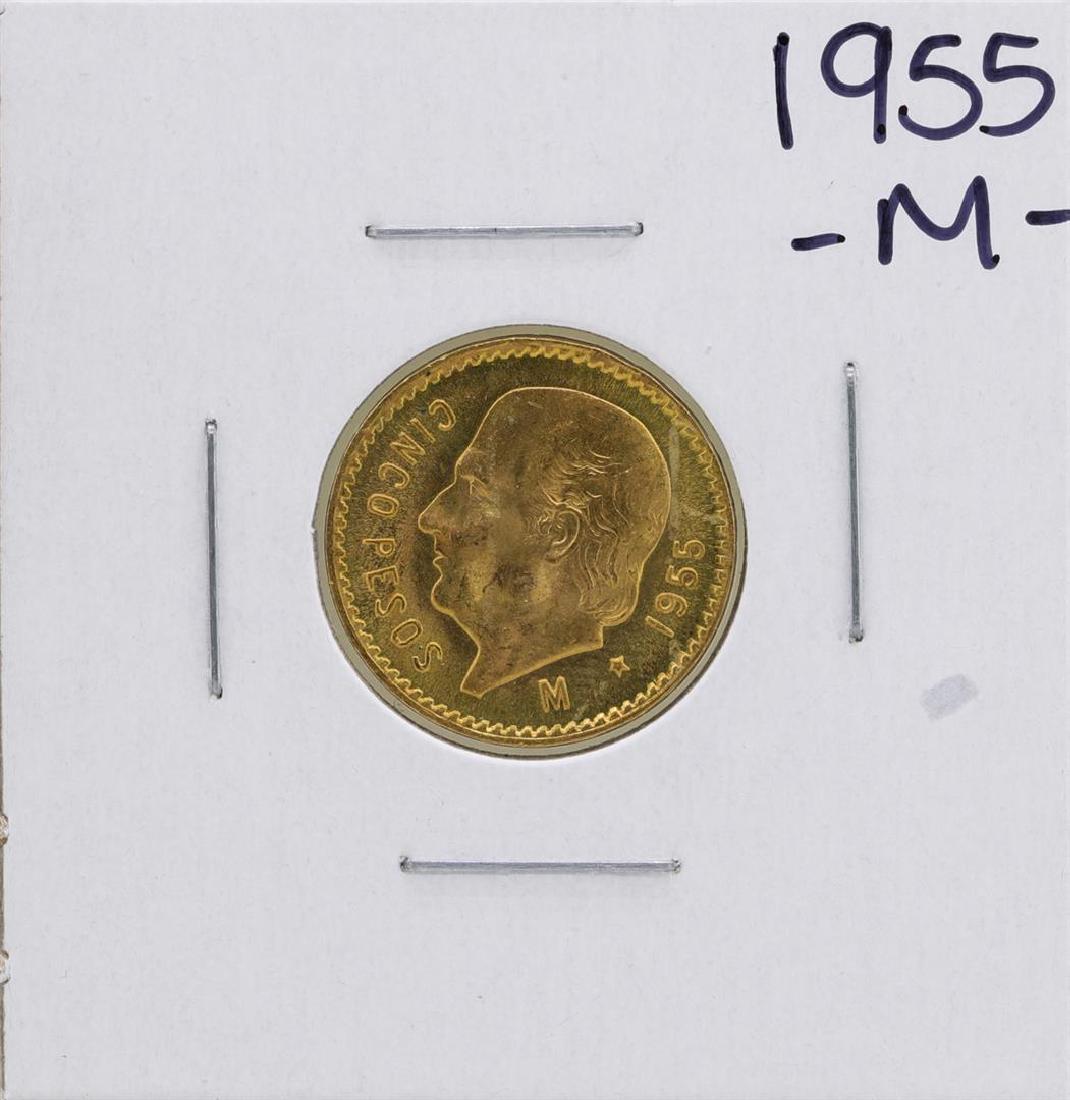 1955 Cinco Pesos Gold Coin: One 1955 Cinco Pesos Gold Coin.