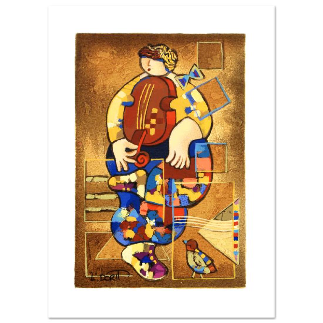 Merry Violin by Levi, Dorit: "Merry Violin" is a limited edition serigraph on paper by Dorit Levi, numbered and hand signed by the artist. Includes Certificate of Authenticity. Measures approx. 7.5" x 10" (border), 5.5" x 8.5" (i