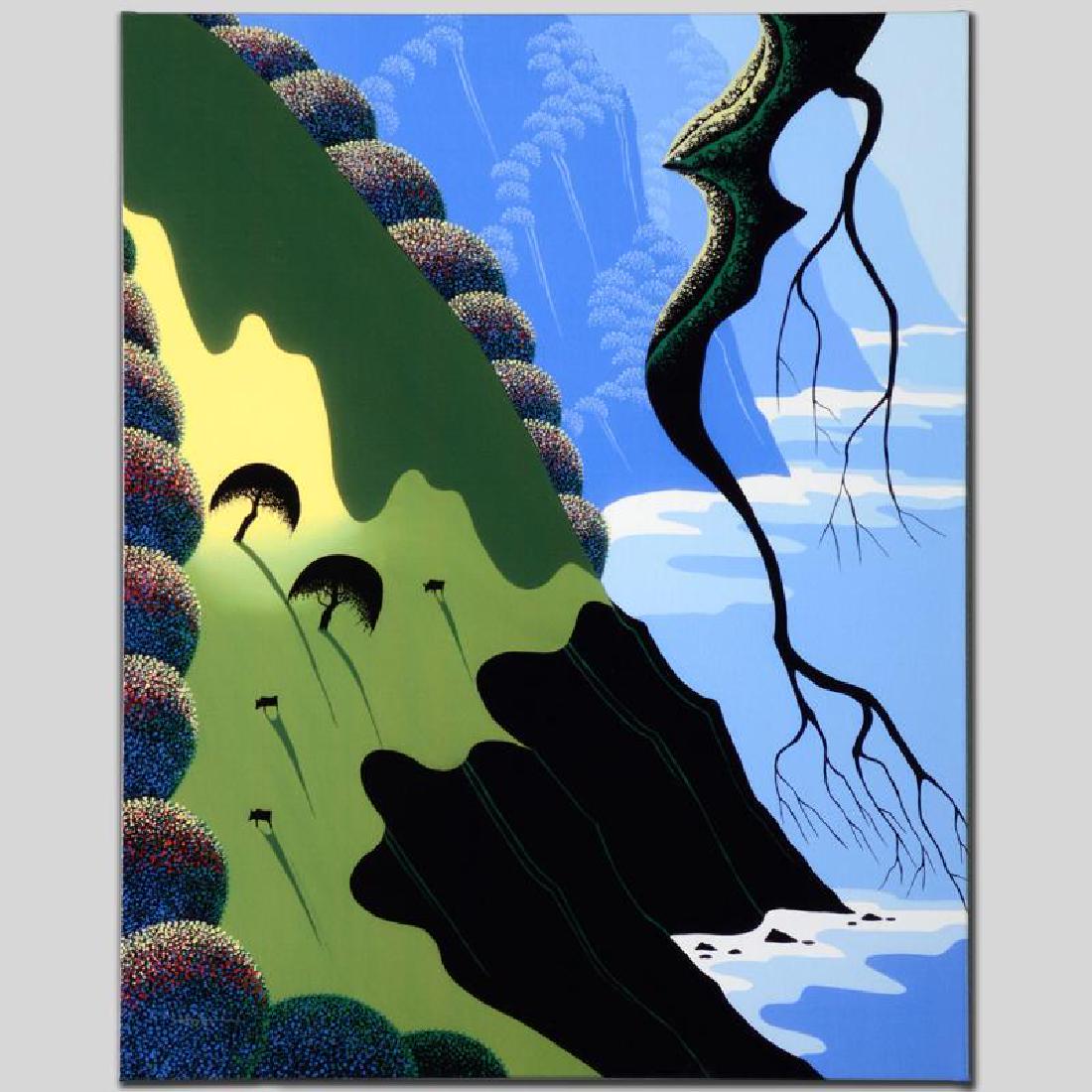 Coast and Cows by Holt, Larissa: Larissa Holt, a student of distinguished artist Eyvind Earle(1916-2000), uses bold colors and breathtaking scenery to create images of Nature in her own unique style. "Coast and Cows" is a limited edi