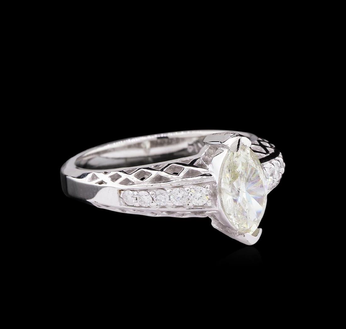 1.16 ctw Diamond Ring - 14KT White Gold: One electronically tested 14KT white gold lady's cast wedding ring with a half round shank with a bright polish finish. The featured lady's ring has a shank measuring 2.85 millimeters wide. Identified