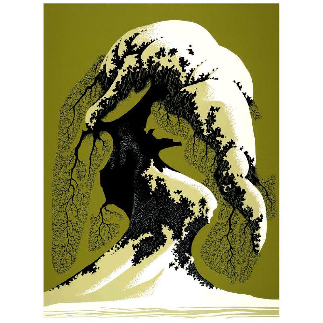 Snow Laden by Eyvind Earle (1916-2000): "Snow Laden" is a limited edition serigraph on paper by Eyvind Earle (1916-2000). The piece is numbered, hand-signed by the artist, and accompanied by a certificate of authenticity. Measures approxima
