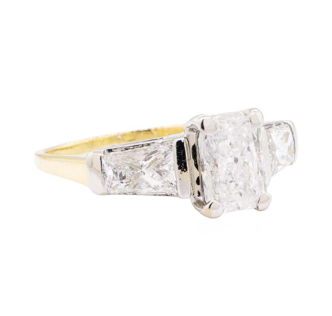 1.90 ctw Diamond Ring - 18KT White And Yellow Gold: One electronically tested 18KT white and yellow gold lady's cast wedding ring with a tapered shank with a bright polish finish. The featured lady's ring has a shank measuring 1.00 millimeters wide. Id