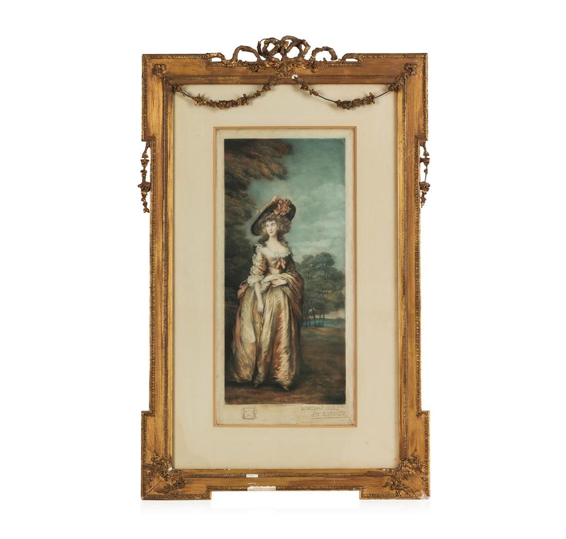 Set of Two Mezzotint Prints by Samuel Arlent Edwards: One set of two Mezzotints in Gesso frames by Samuel Arlent Edwards. The prints are signed in pencil by artist RL and copyrighted 1900. One of the prints has been painted at the bottom, covering up the